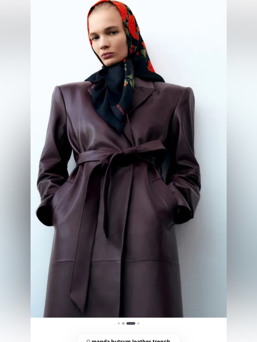 Magda Butrym HM Deep Burgundy Leather Tie-Belt Coat size small - Picture 2 of 13